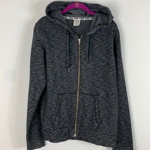 Pink Heather black full zip hooded sweatshirt S/P/